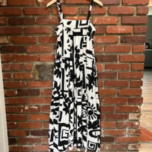 Abel The Label women's black and white patterned‎ midi dress size XSl NWT - Picture 1 of 6